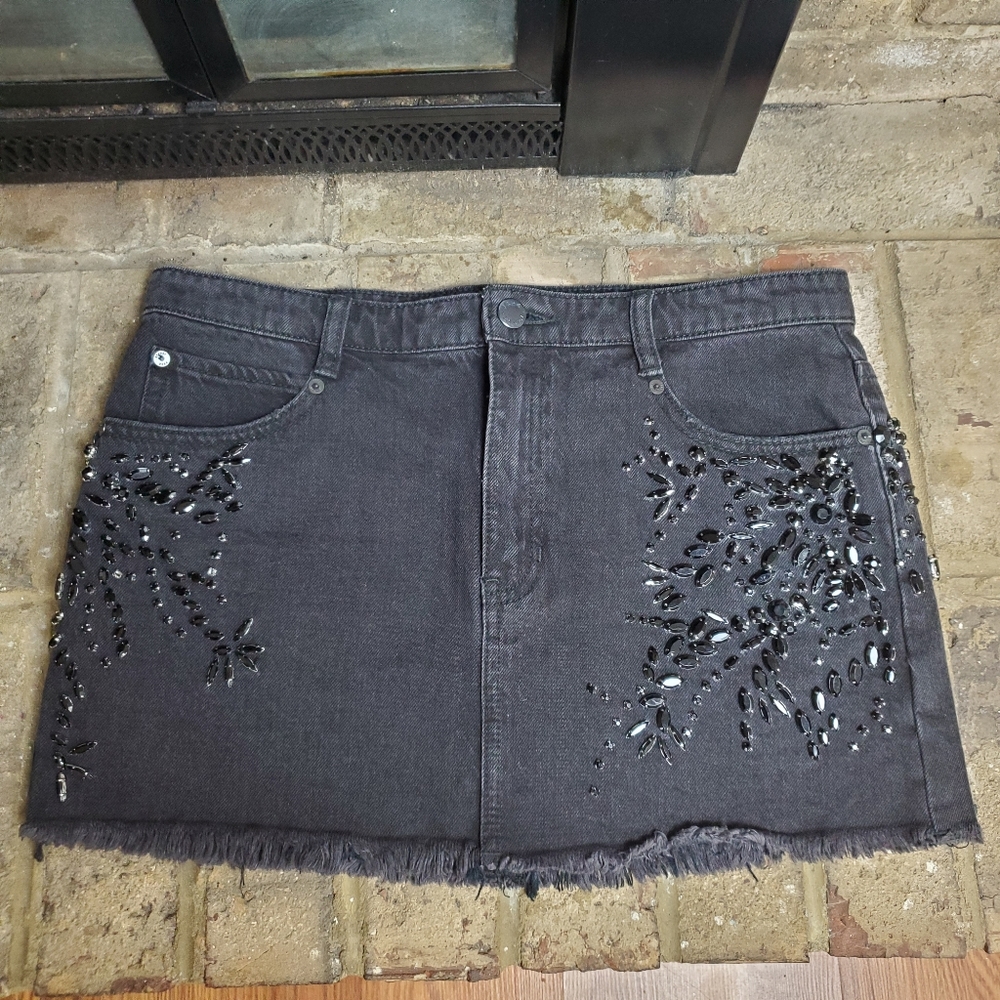 Free People Black Denim Shine Bright Shine Far